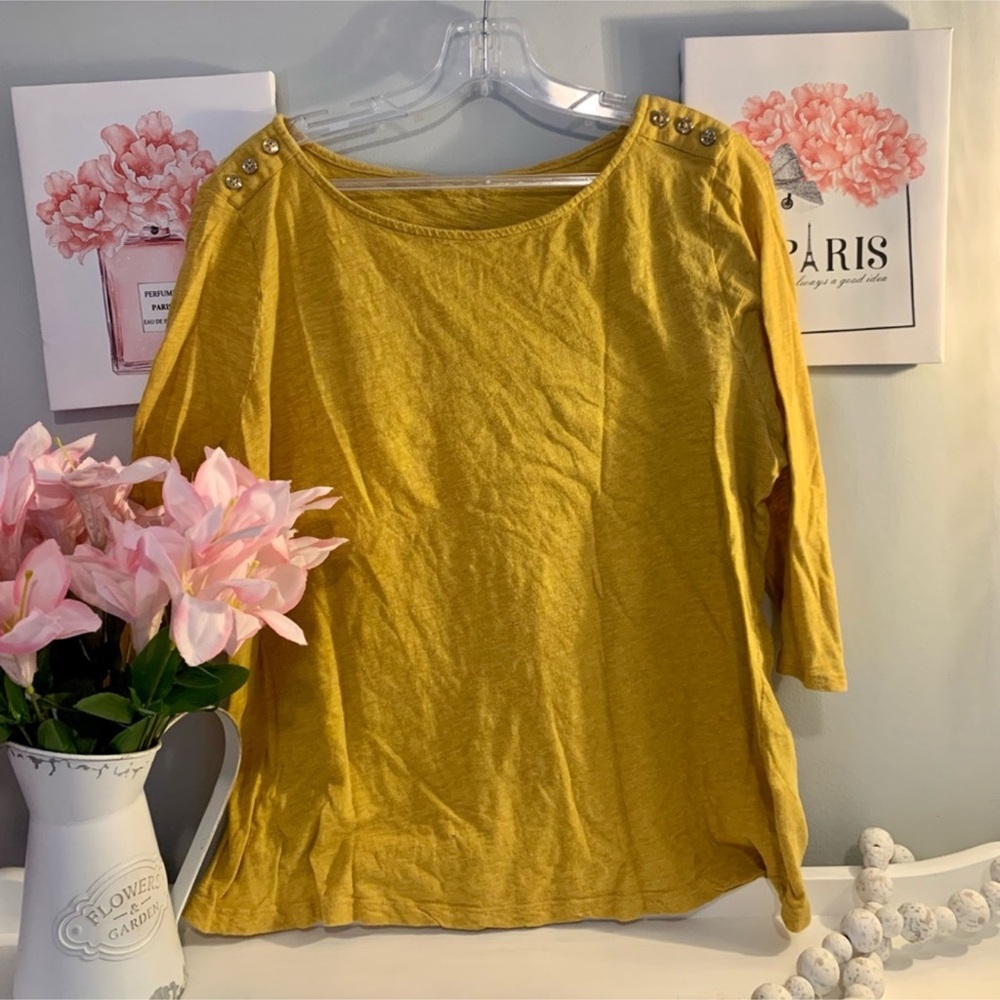 a new day Golden Yellow Blouse with Shoulder Buttons